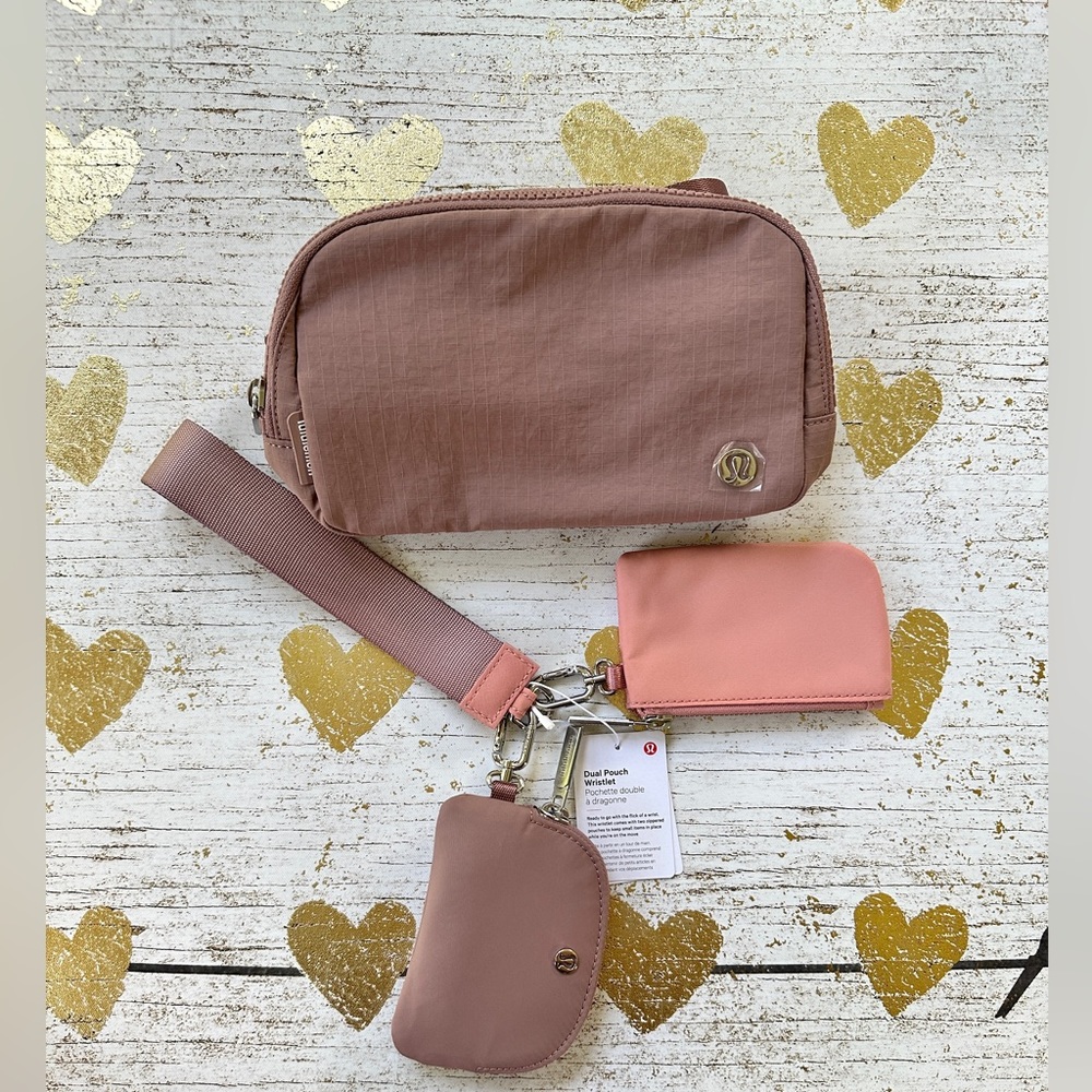 Lululemon Everywhere Belt Bag & Dual Pouch Bundle - Twilight Rose NWT